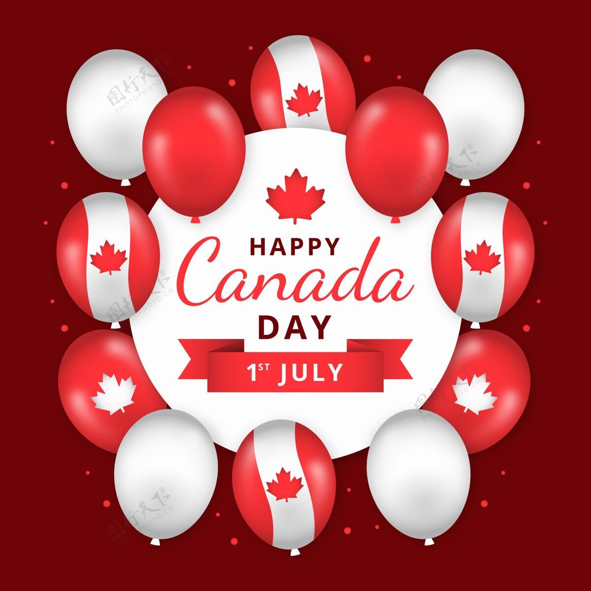 手绘加拿大日庆祝插画加拿大加拿大7月1日