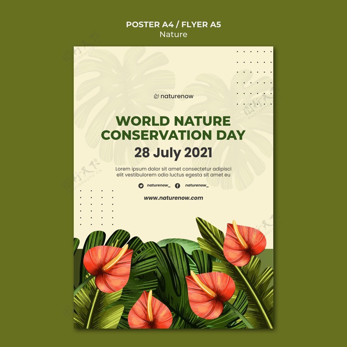 印刷模板自然保护日海报模板环境植物自然