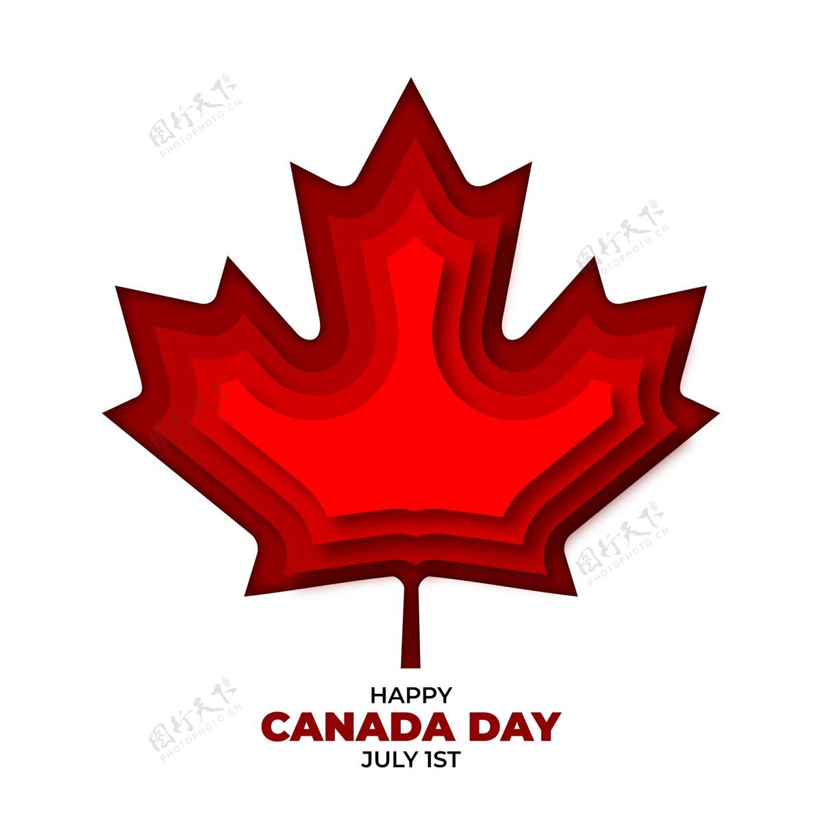 枫叶加拿大日纸制插图庆祝快乐加拿大日纸风格