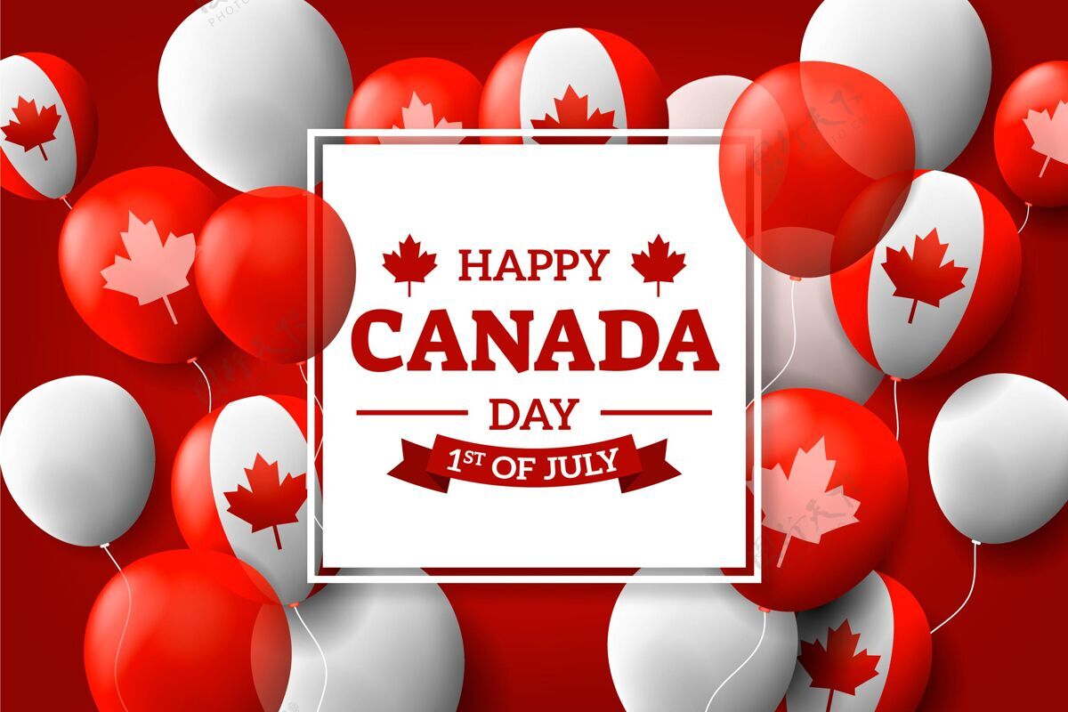枫叶现实加拿大日气球背景背景爱国加拿大