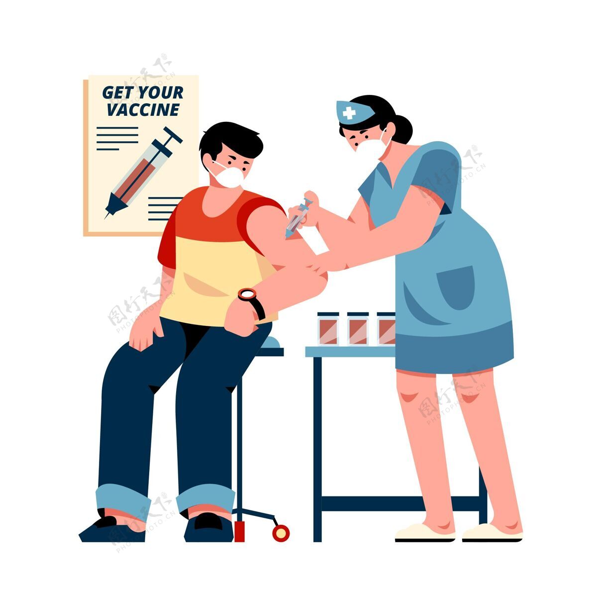 疫苗平面疫苗接种活动插图疫苗注射流行病疫苗运动