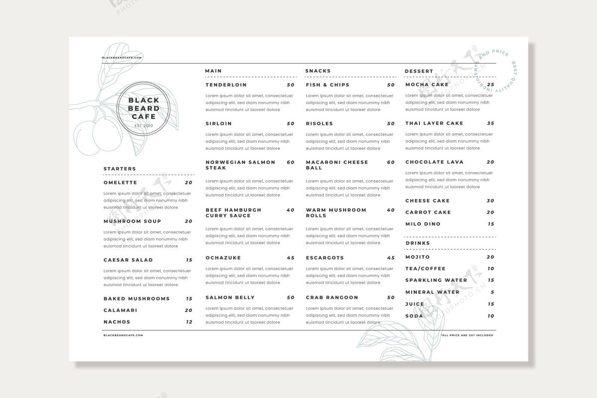 餐厅菜单有机平面乡村餐厅垂直菜单模板食客乡村小酒馆