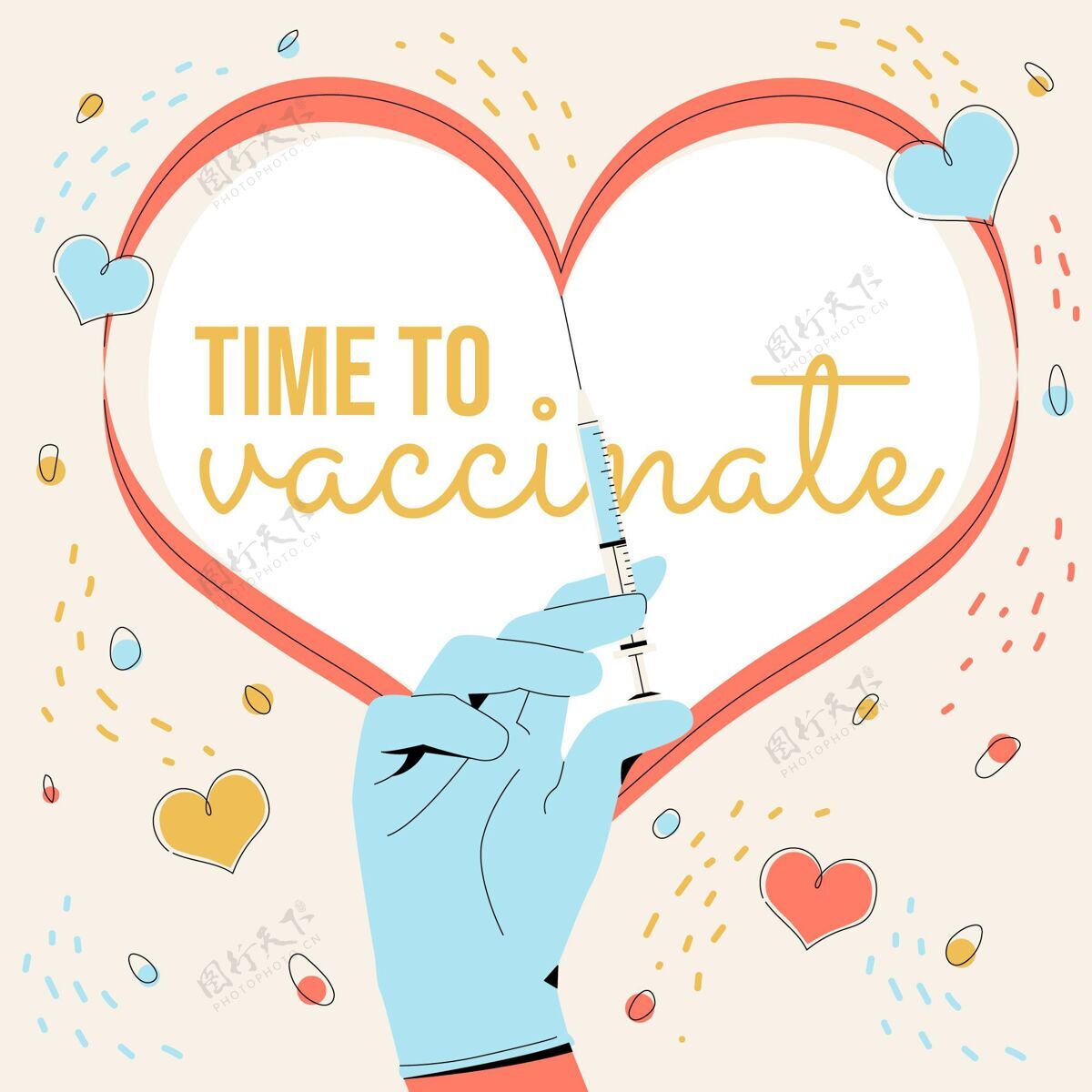 疫苗注射有机平板疫苗接种活动插图平面设计病毒疫苗