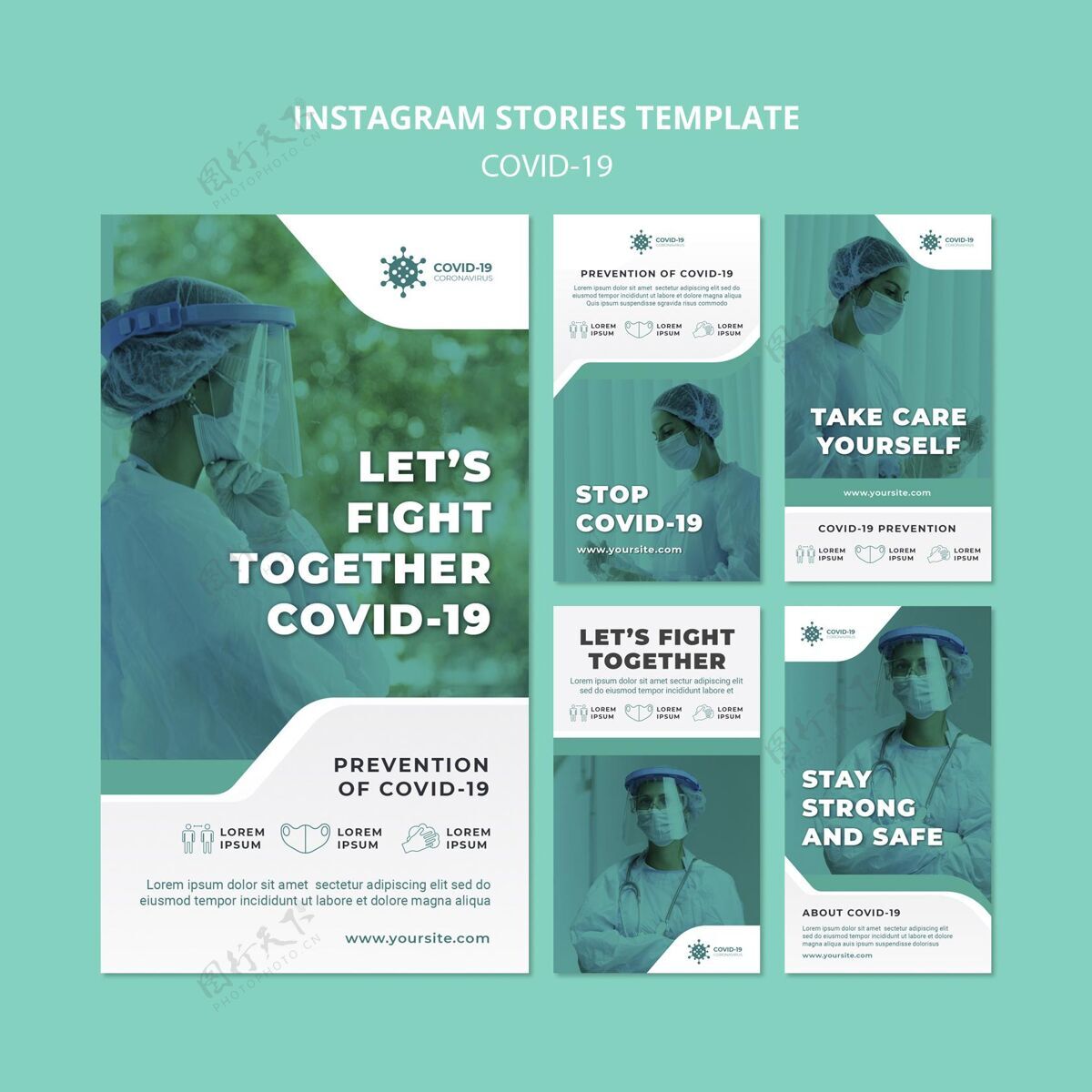 健康Covid19instagram故事模板危险收集病毒