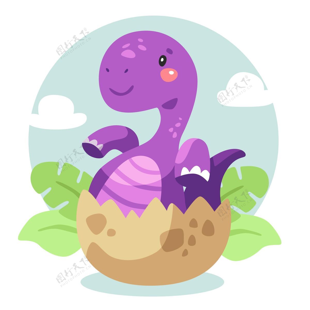 恐龙卡通可爱的恐龙宝宝插图生物史前爬行动物
