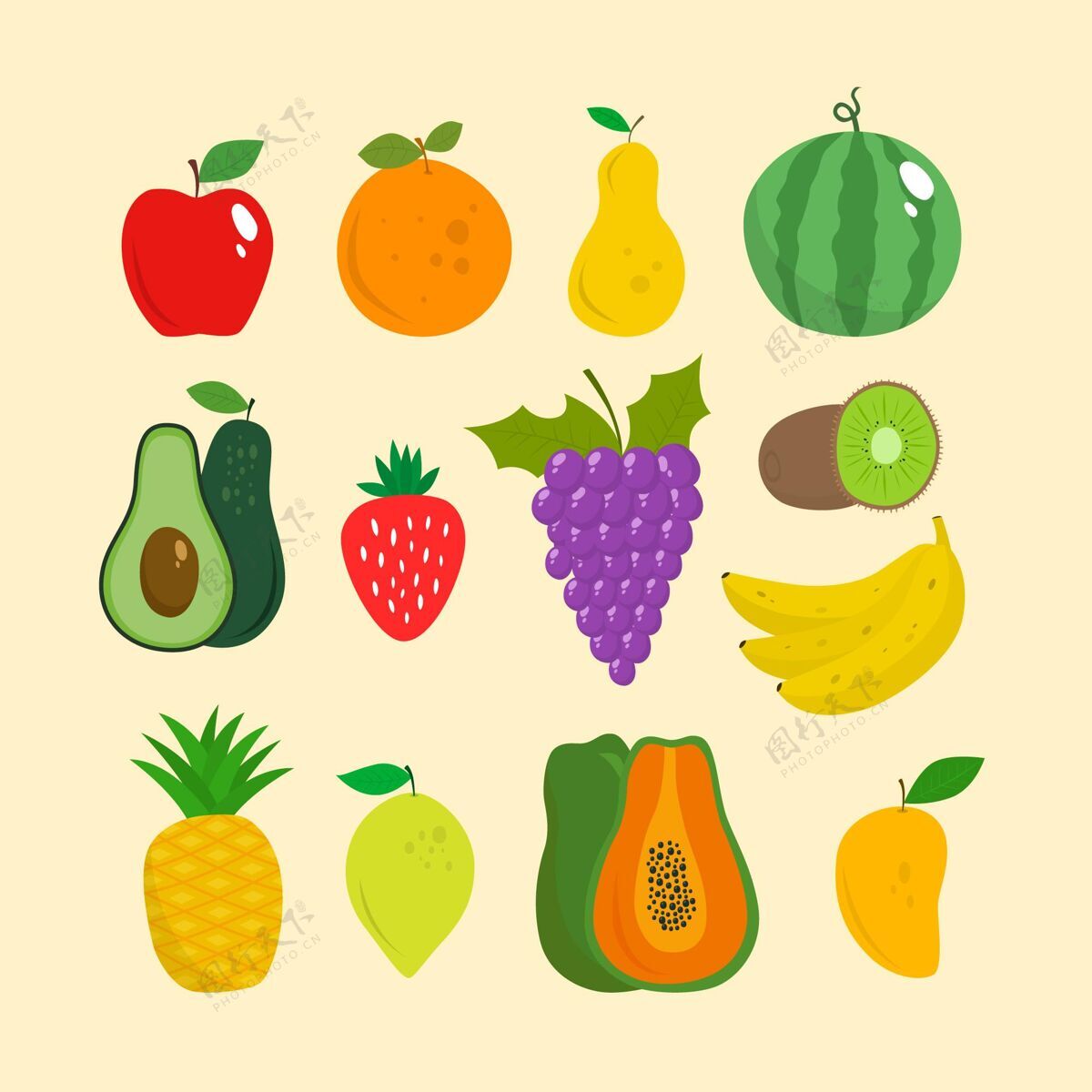 水果手绘水果系列包装水果收藏美味
