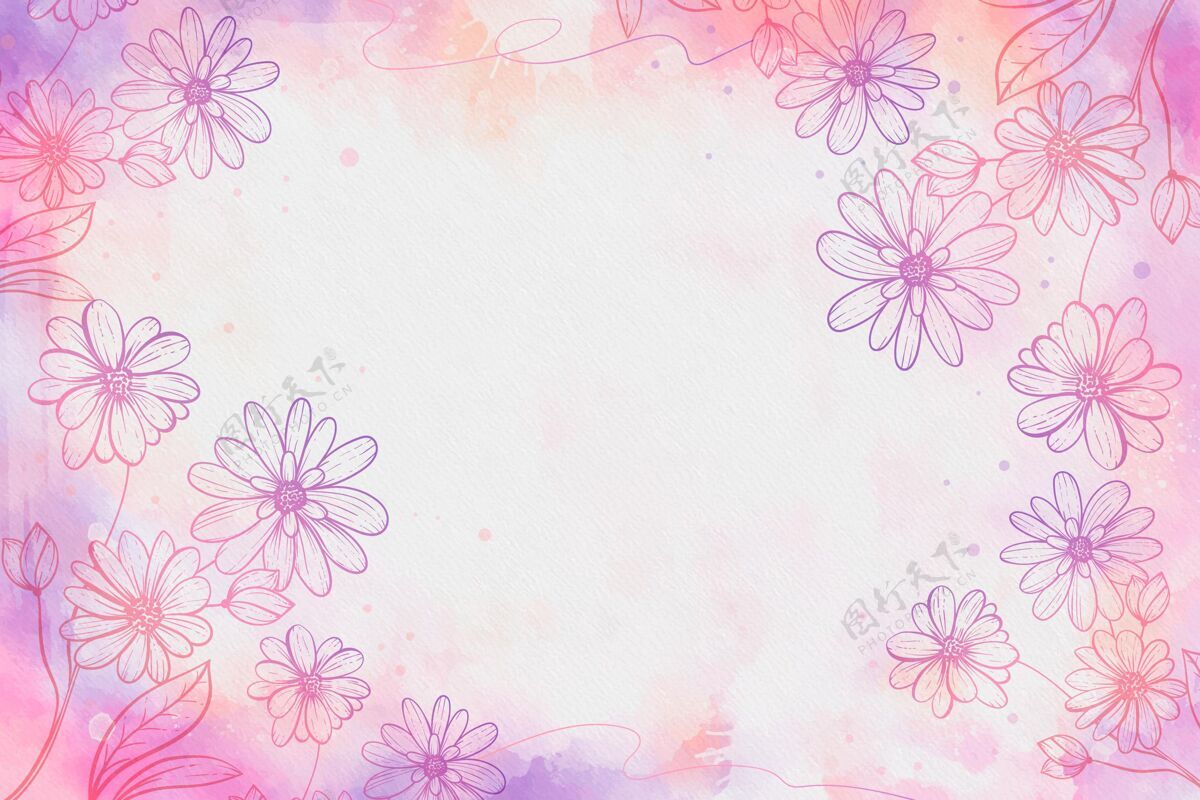 墙纸水彩背景与画的花和空的空间花卉背景花背景