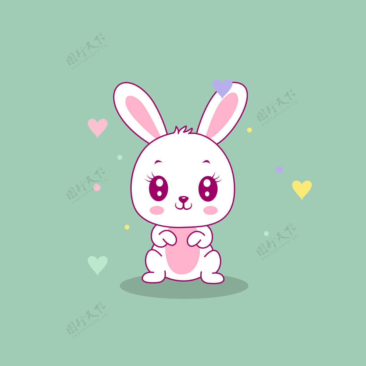 绘图可爱的快乐兔子插图手绘动物兔子