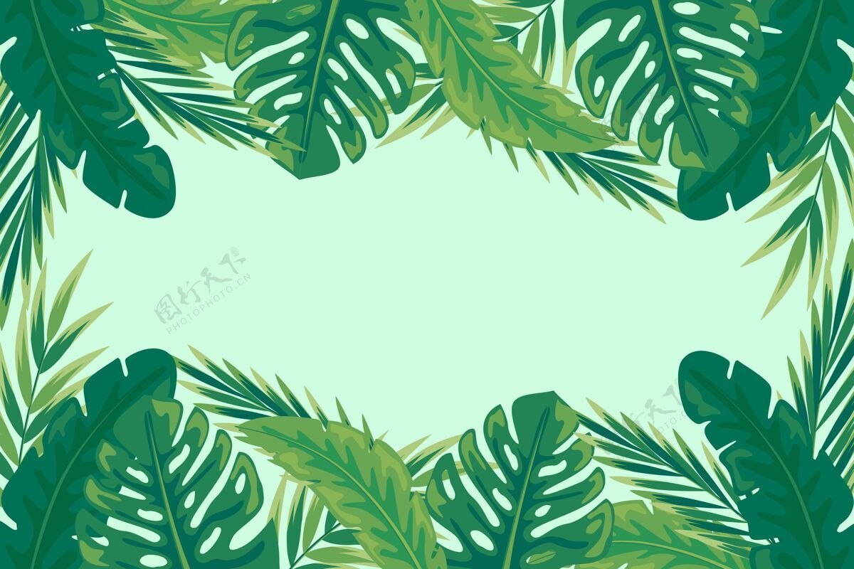 蔬菜平坦的热带树叶背景树叶平坦平坦设计