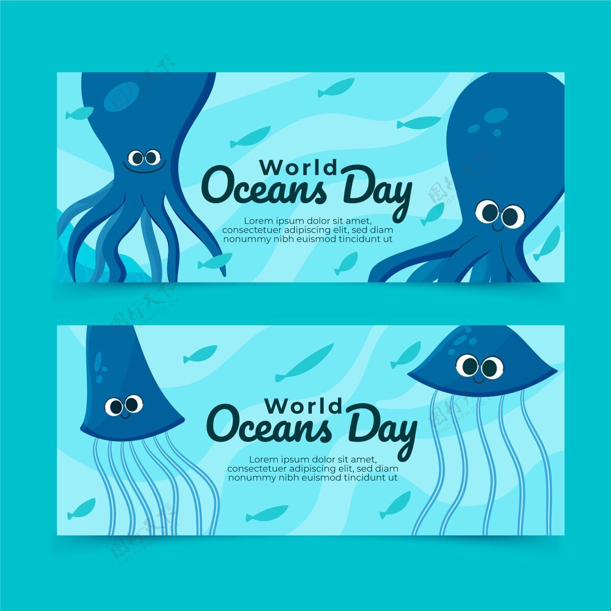 生态手绘世界海洋日横幅模板生态系统世界海洋日横幅世界海洋日