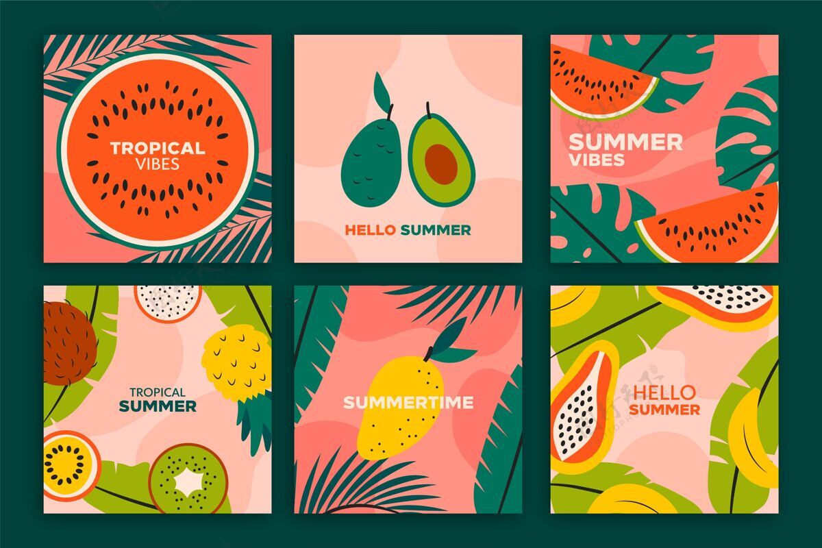 夏季有机平面夏季卡片系列平面设计分类收藏