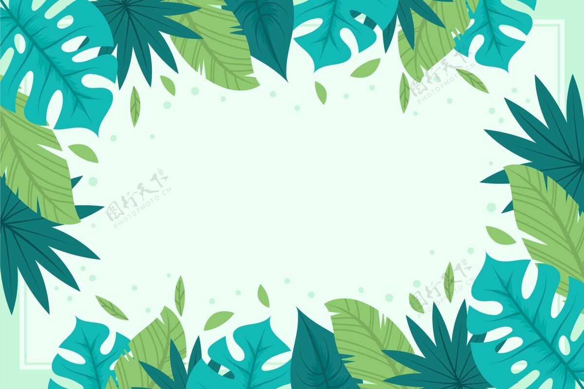 夏天手绘热带树叶背景热带树叶墙纸手绘背景热带树叶