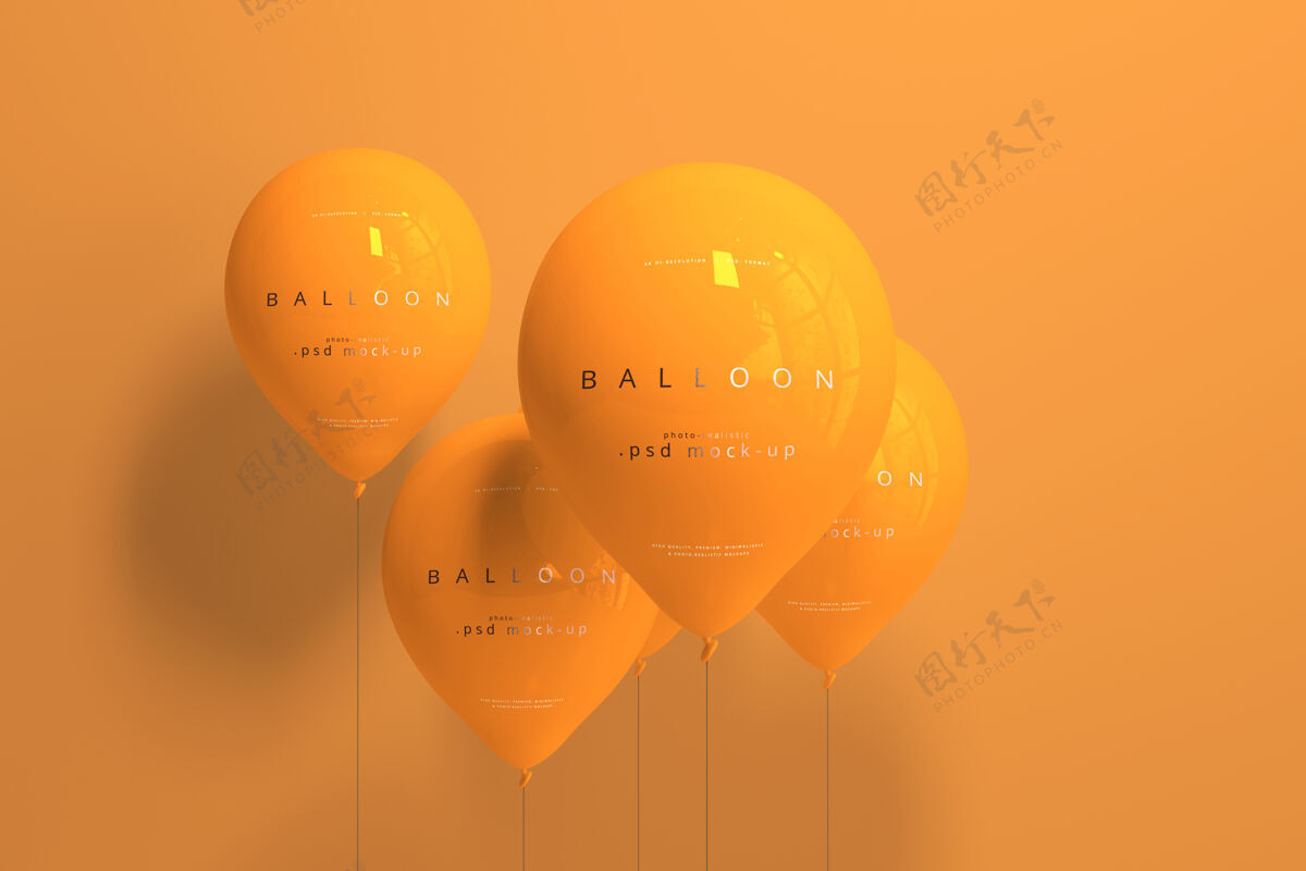 气球橙色气球模型最小庆祝逼真