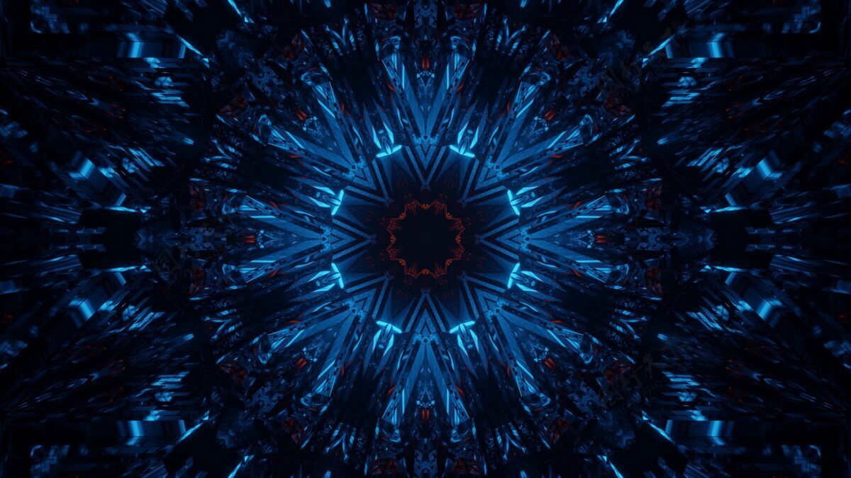 明亮蓝色和红色激光宇宙背景-完美的数字背景技术几何创意