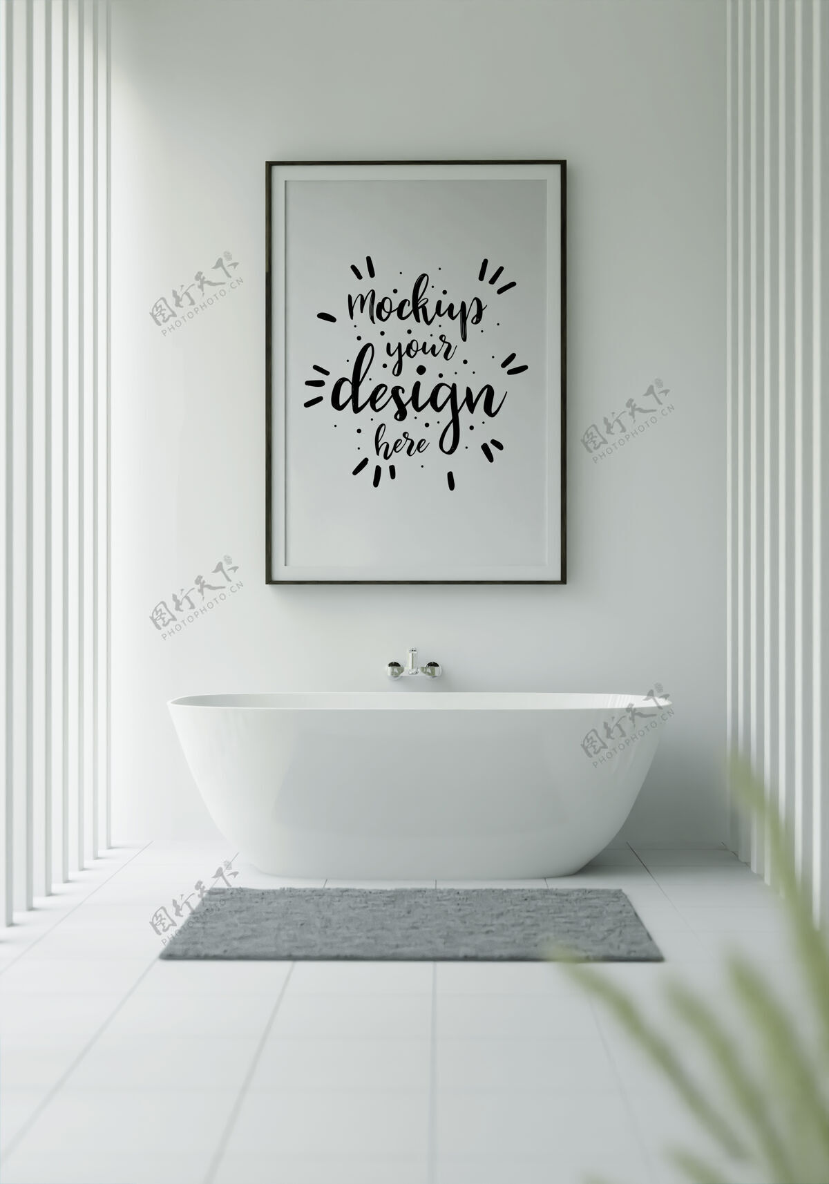 现代浴室内部海报框架模型浴室框架3d墙