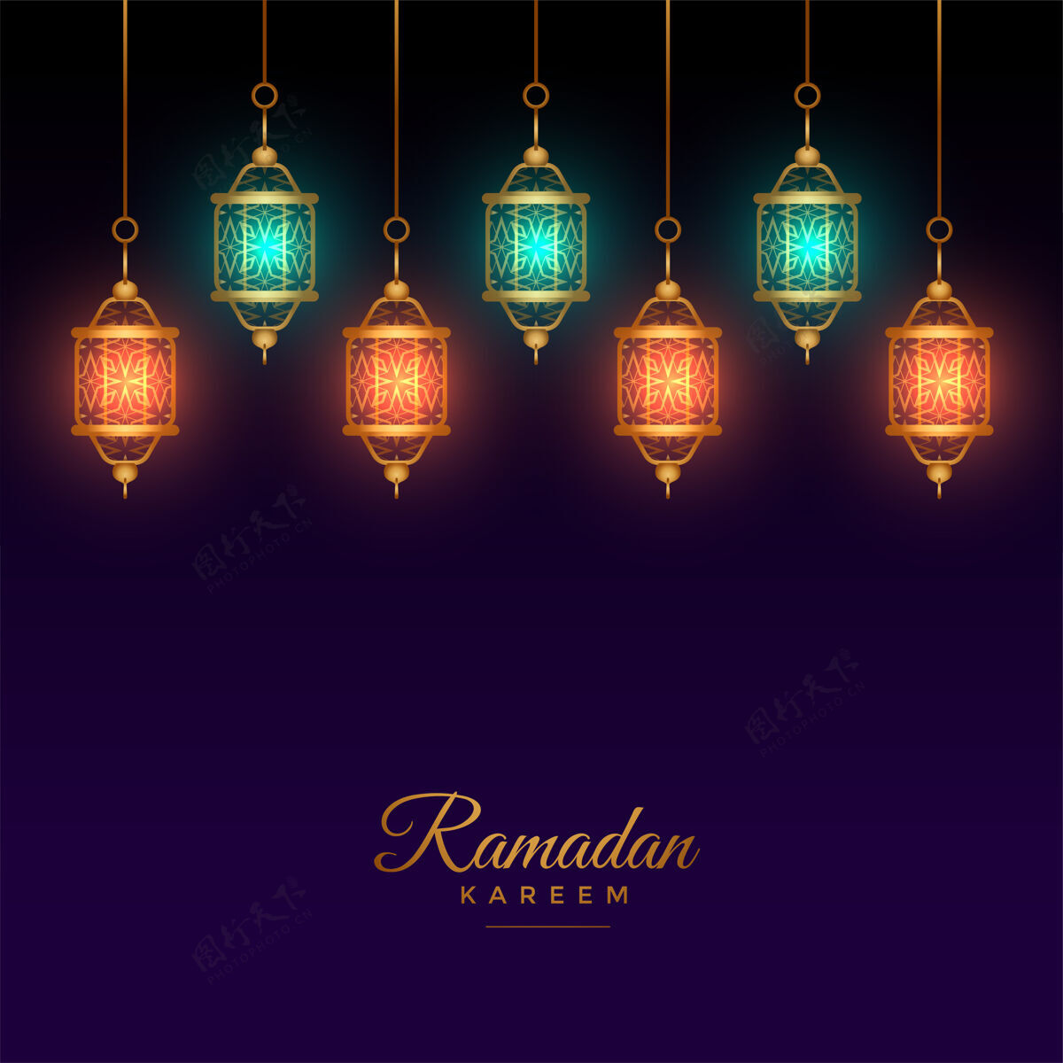 庆祝伊斯兰阿拉伯灯笼装饰斋月卡里姆背景开斋节神圣灯笼