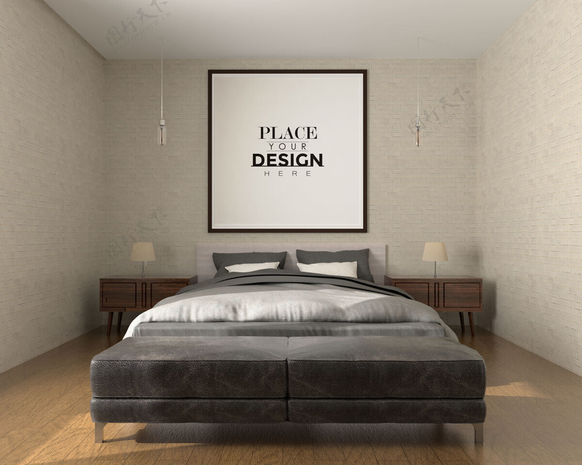 家具海报框架模型室内卧室室内3d墙房子