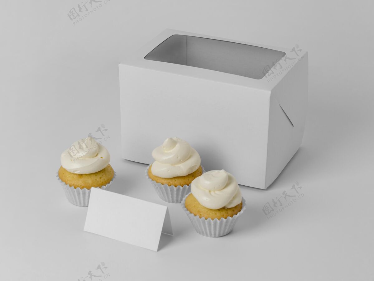 美味美味的纸杯蛋糕模型蛋糕面包房盒子