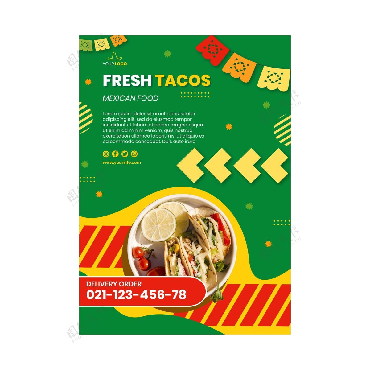 海报模板垂直墨西哥食品海报模板墨西哥菜美食随时印刷