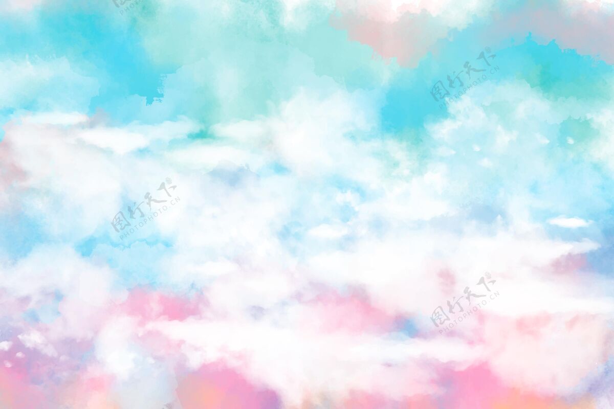 手绘手绘水彩粉彩天空背景粉彩水彩背景墙纸