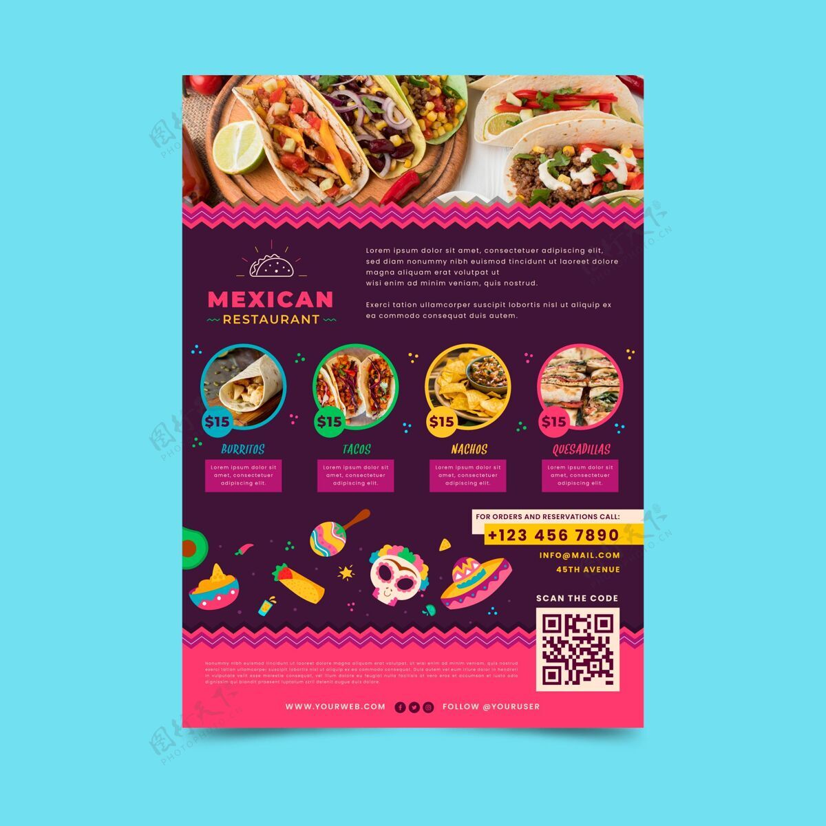 墨西哥墨西哥食品海报模板与照片美食墨西哥食物美食