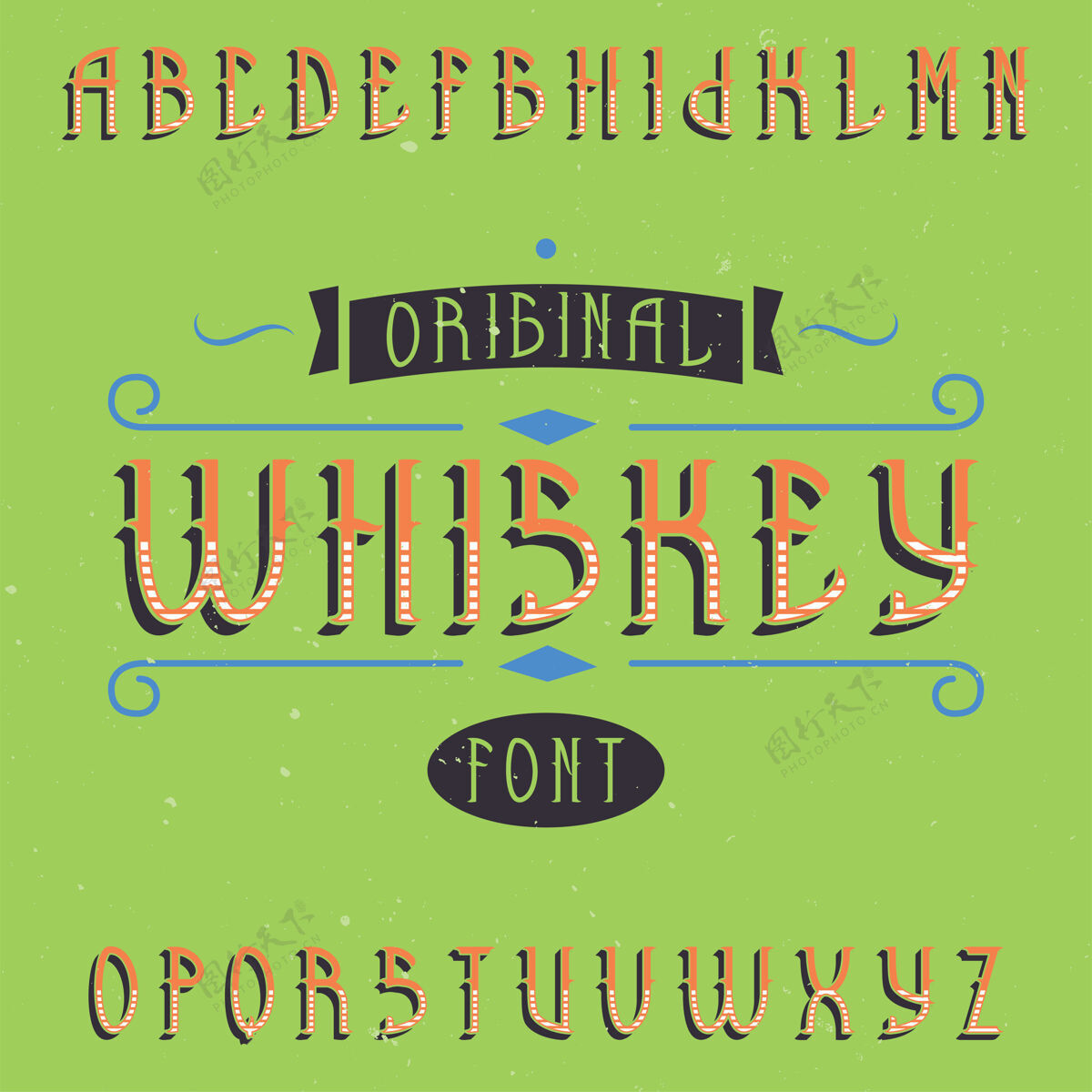 简单复古标签字体命名威士忌字母表排版爱尔兰