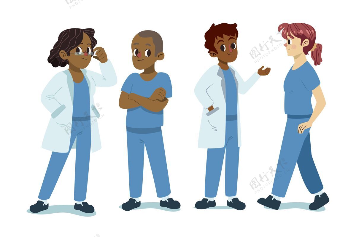 医生卡通医生和护士插图人医学人
