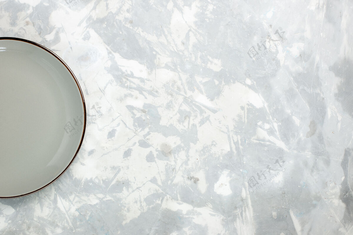 颜色顶视图空盘子灰色圆形白色背景厨房食品玻璃盘子透明背景固体