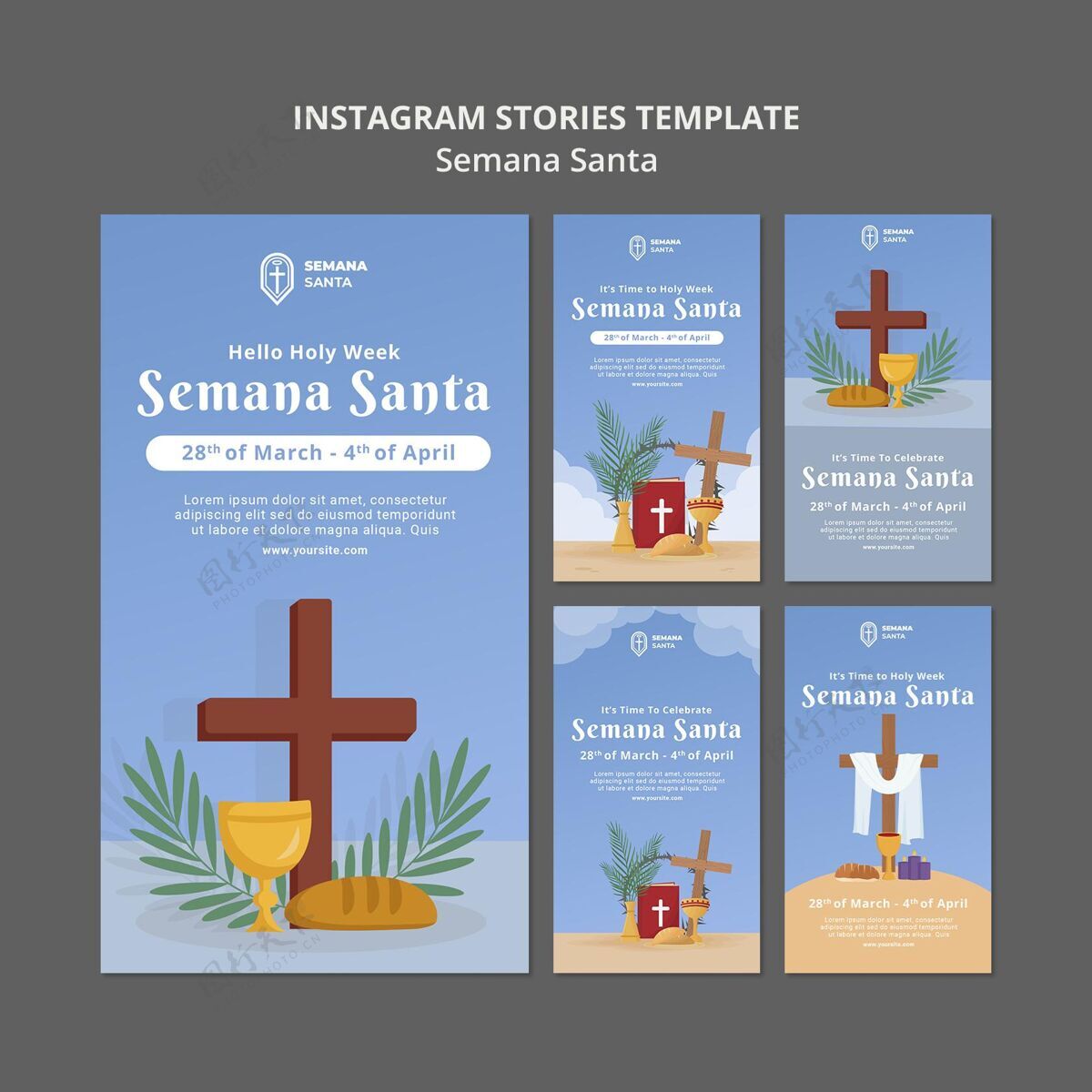 传统Semanasanta社交媒体故事集宗教神圣周社交媒体