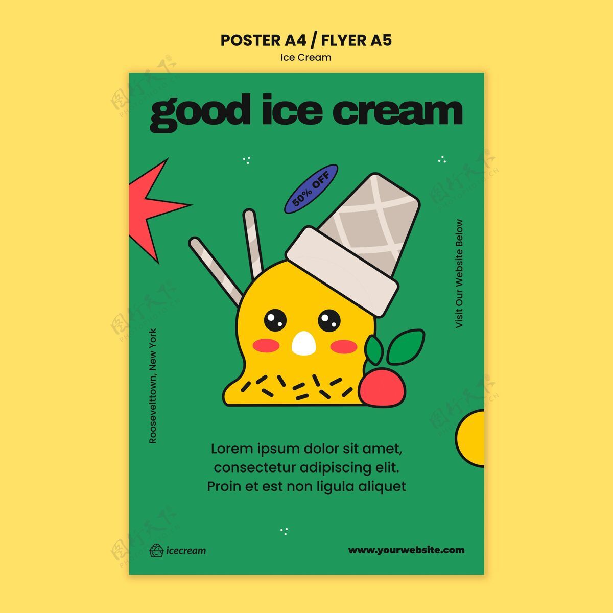 冰淇淋冰淇淋海报模板折扣传单甜点