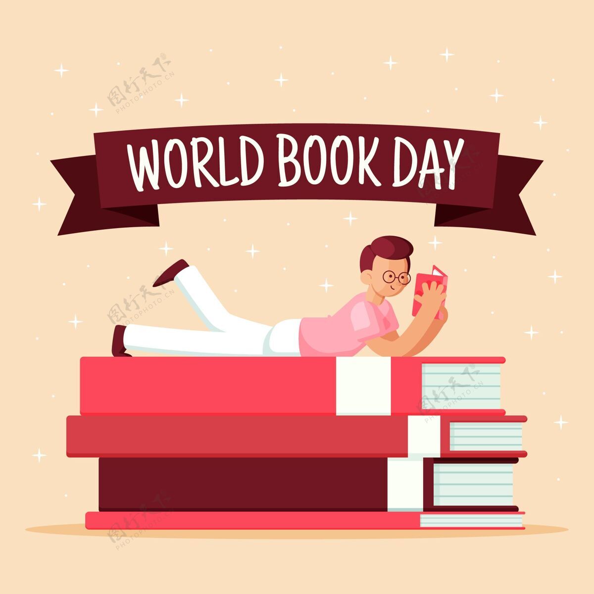 平面平面世界图书日插画全球小说平面设计