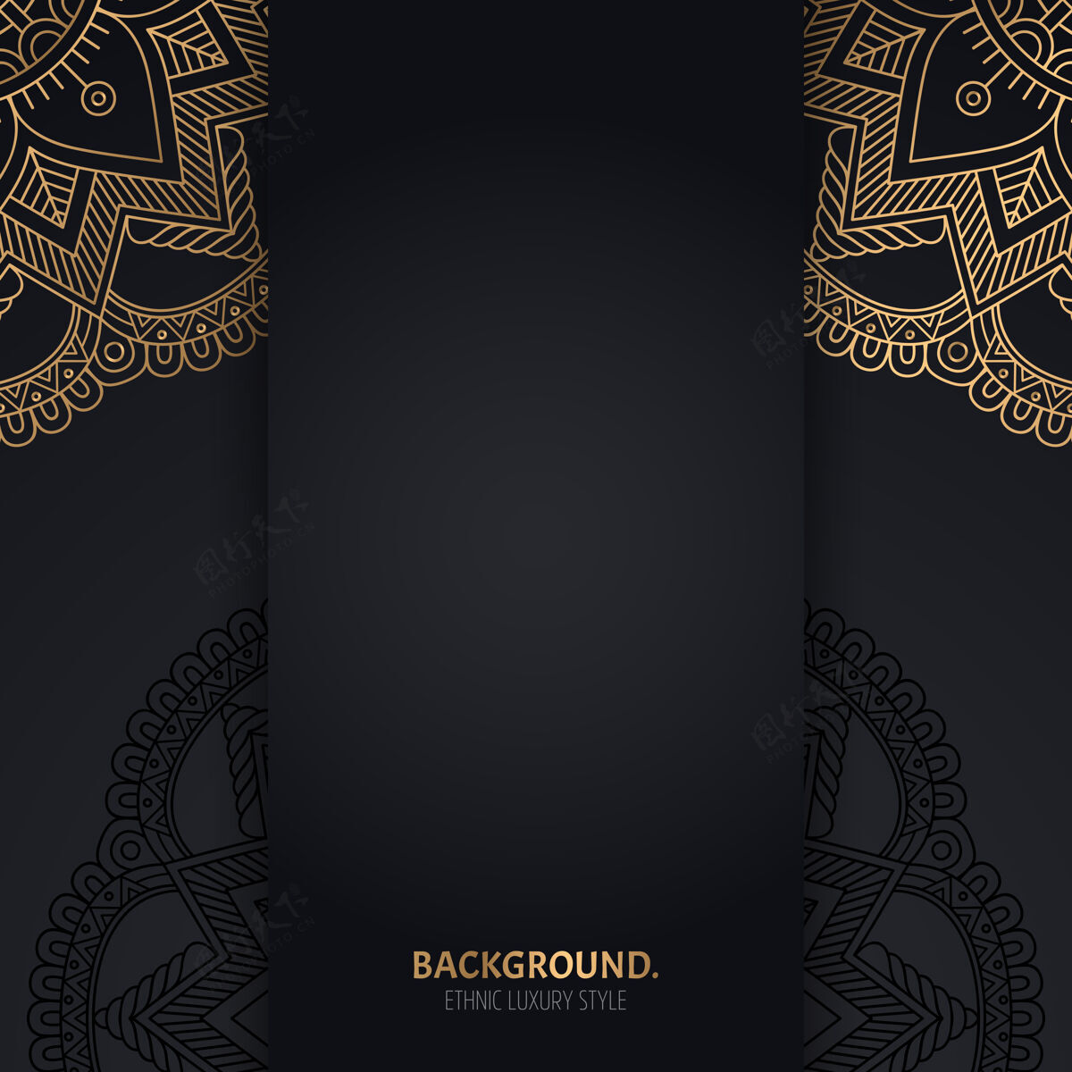 背景伊斯兰黑色背景 金色几何曼荼罗圆圈文化装饰锦缎