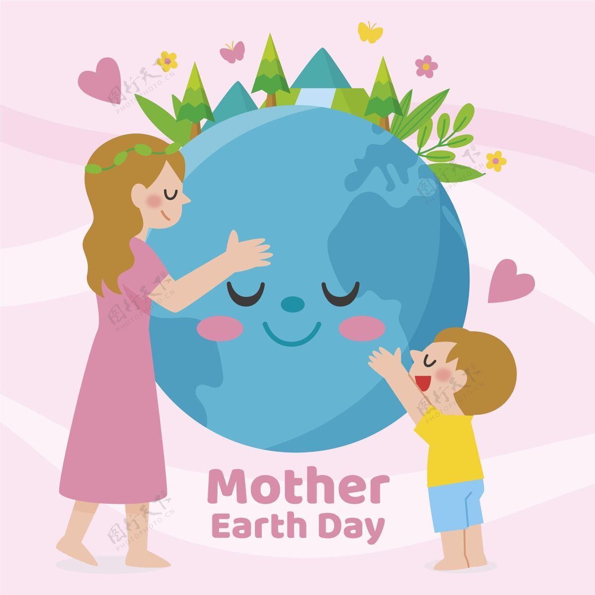 地球母亲地球母亲节插图平面设计地球母亲日4月22日