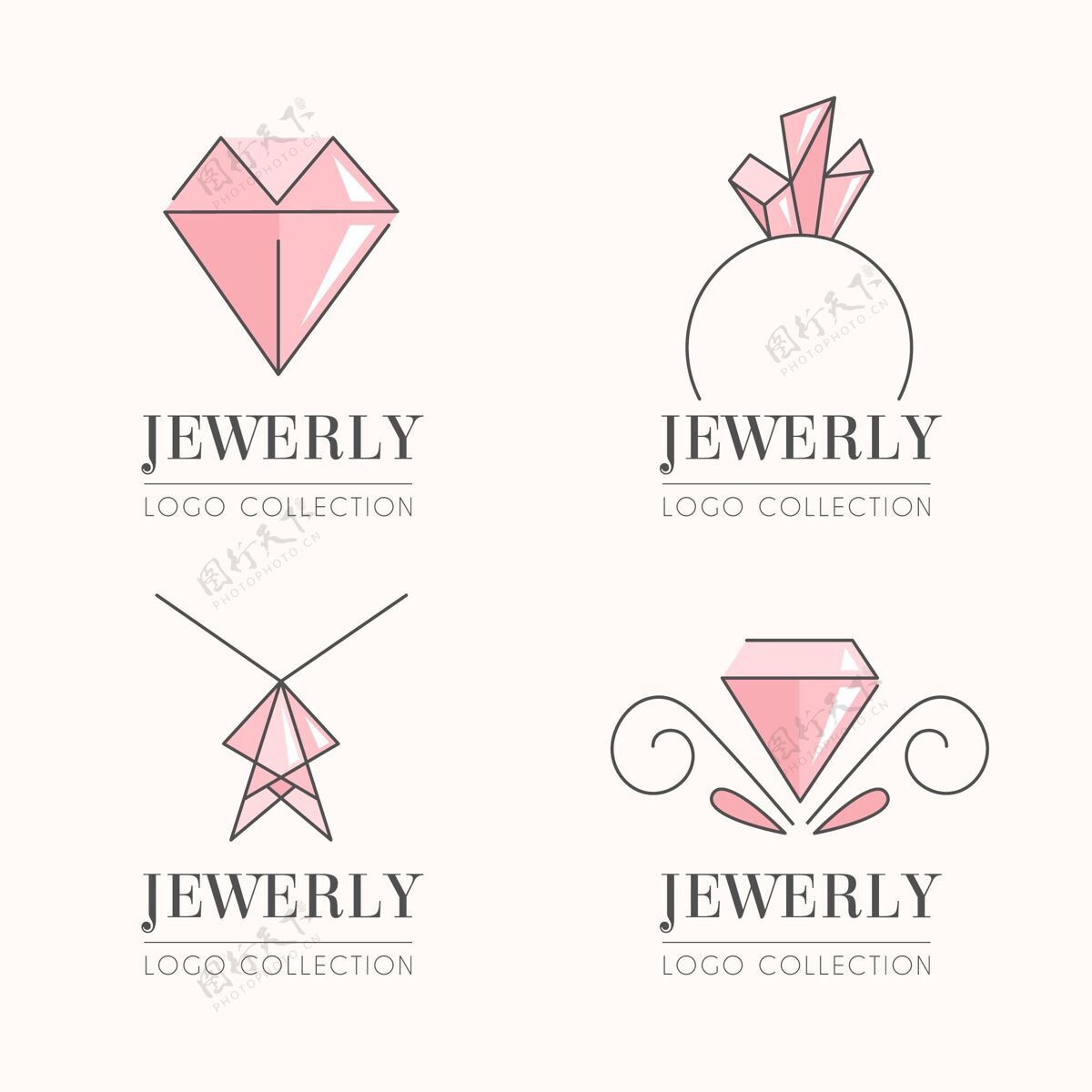珠宝线性平面珠宝标志收集企业标识标识模板品牌