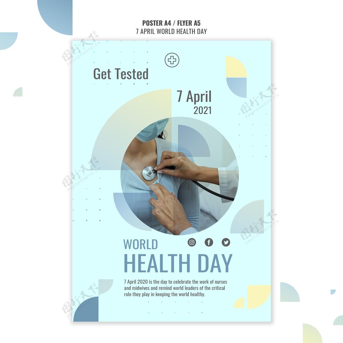 传单带照片的世界卫生日海报模板世界卫生日医疗保健医疗保健
