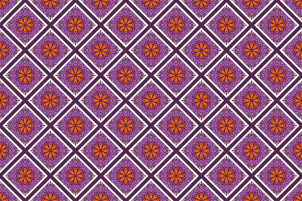 曼荼罗几何无缝图案 圆形元素壁纸阿拉伯花卉