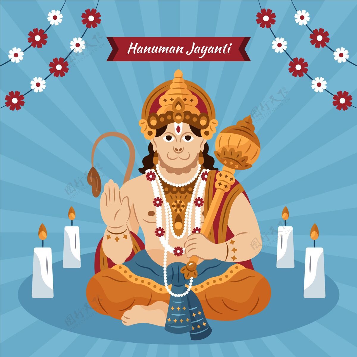 印度教神手绘hanumanjayanti插图印度印度教插图