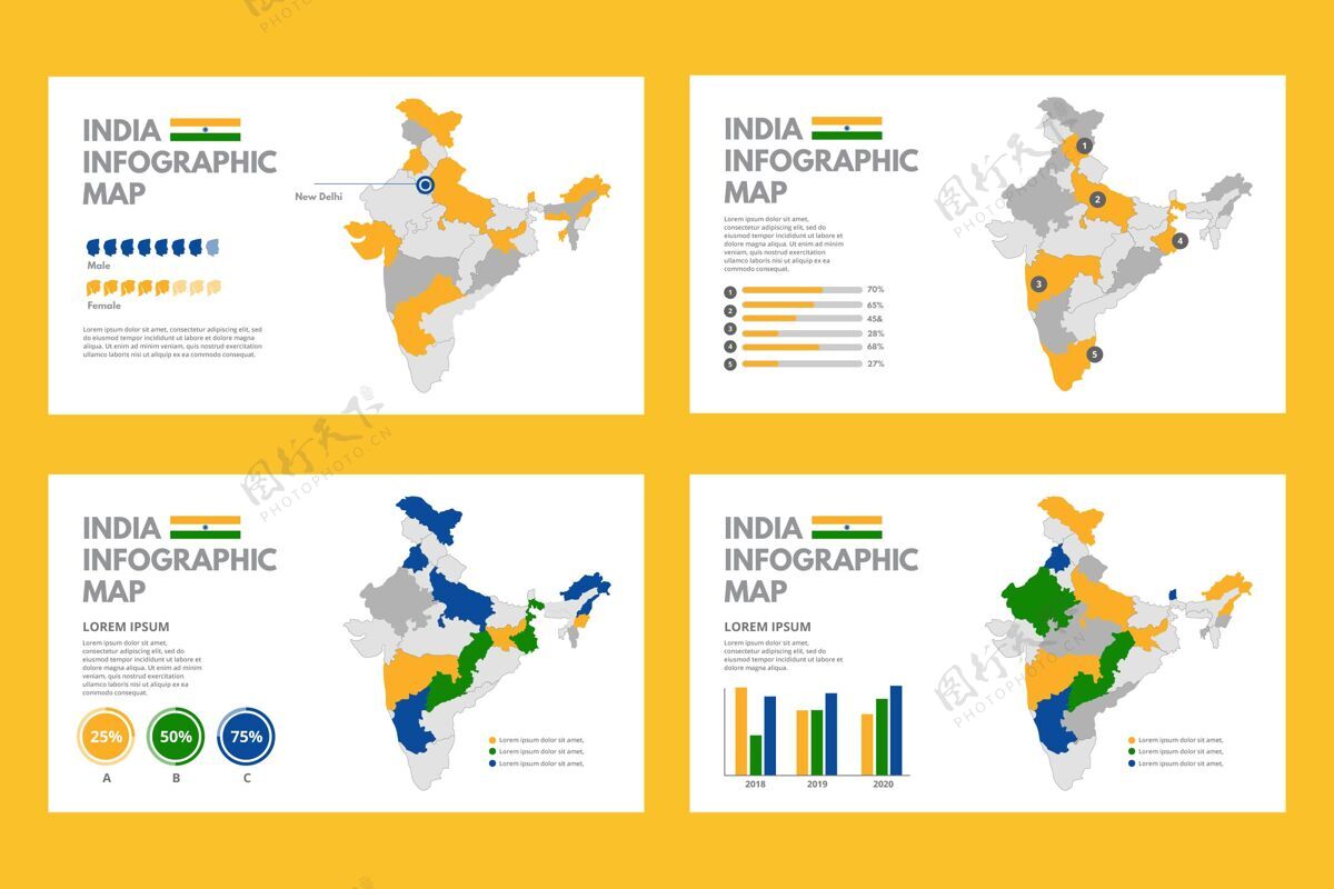 平面平面印度地图信息图统计信息图信息图模板