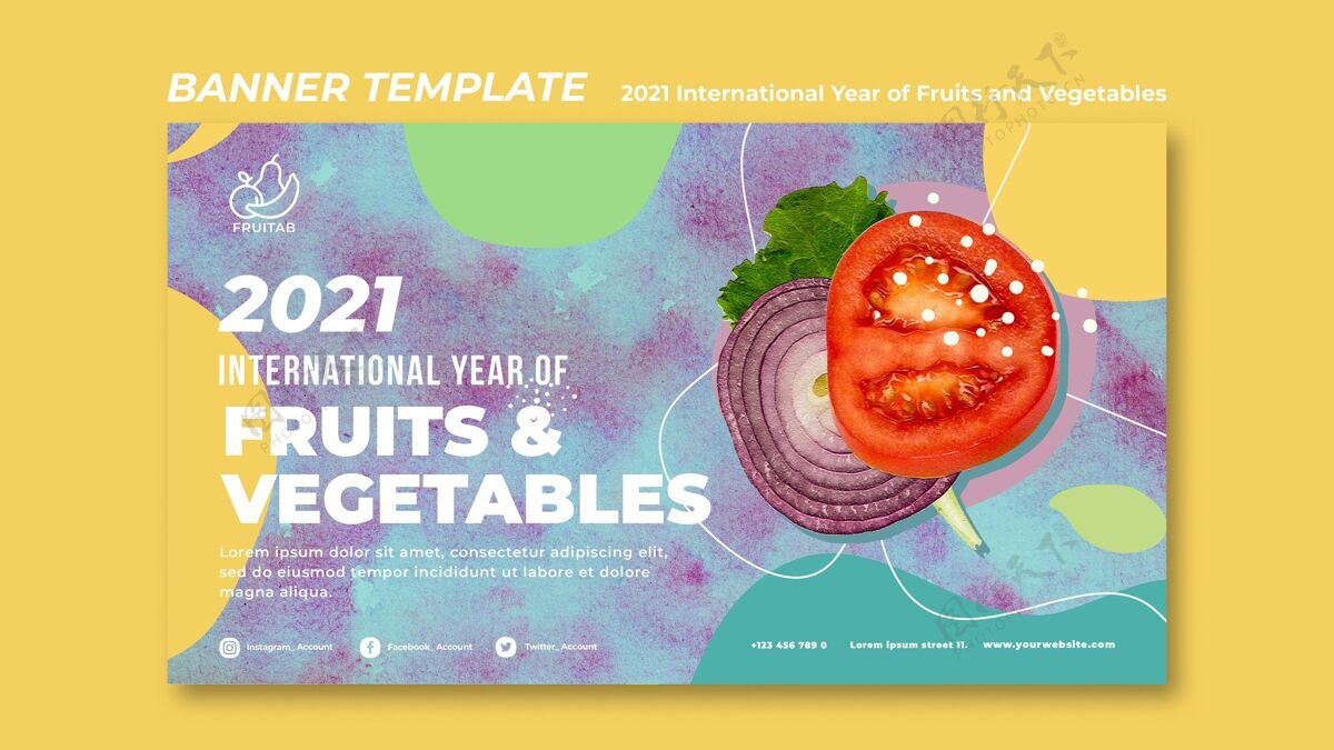 模板国际果蔬年横幅模板健康食品水果和蔬菜素食者
