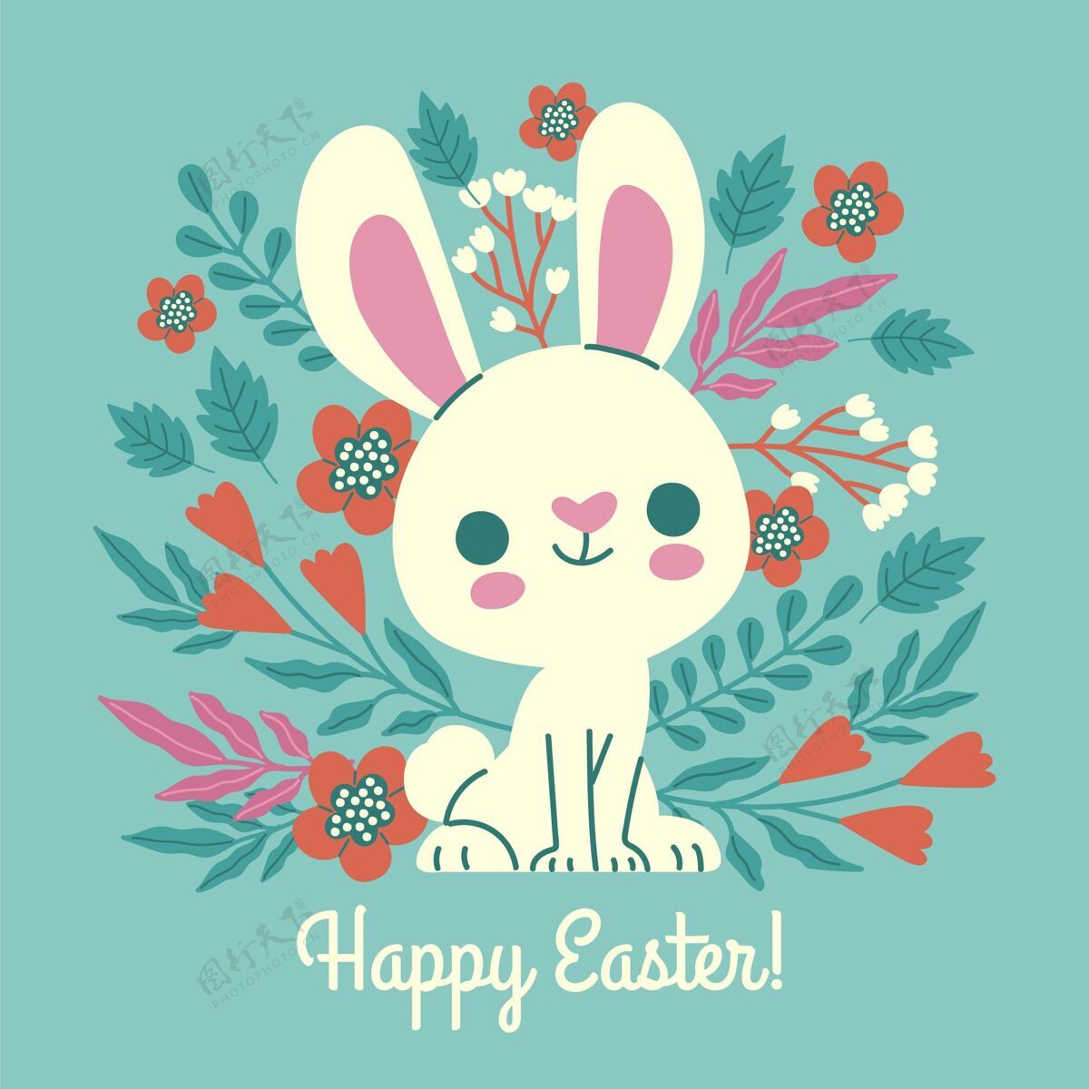 复活节手绘复活节兔子活动基督教传统