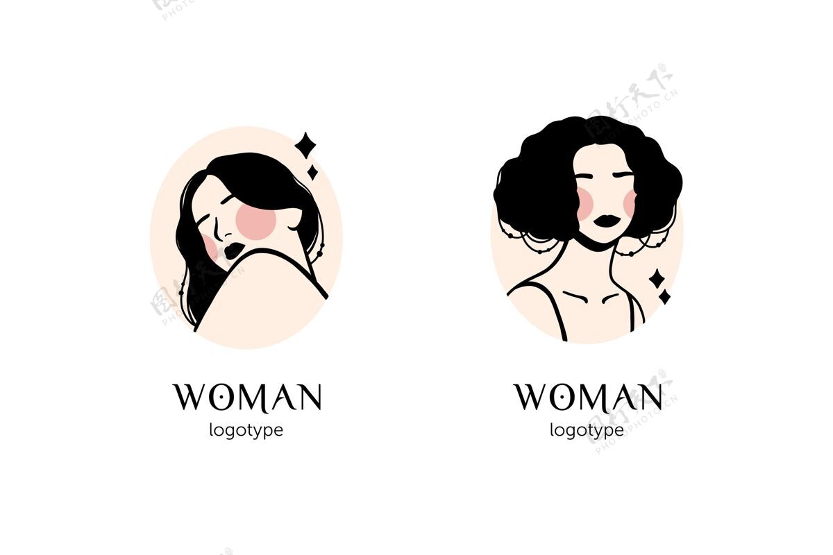 女性手绘女性标志模板女士女性女性标志