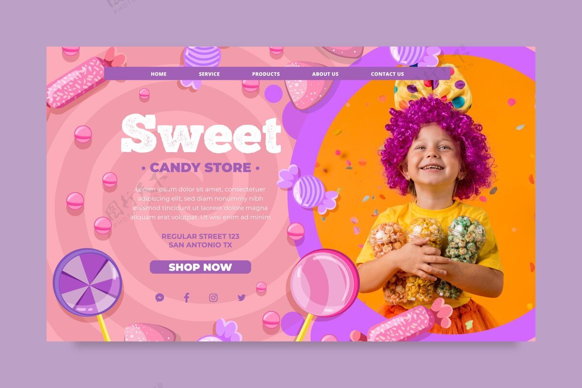 网页模板糖果登陆与儿童网页模板静态页面登录页甜点