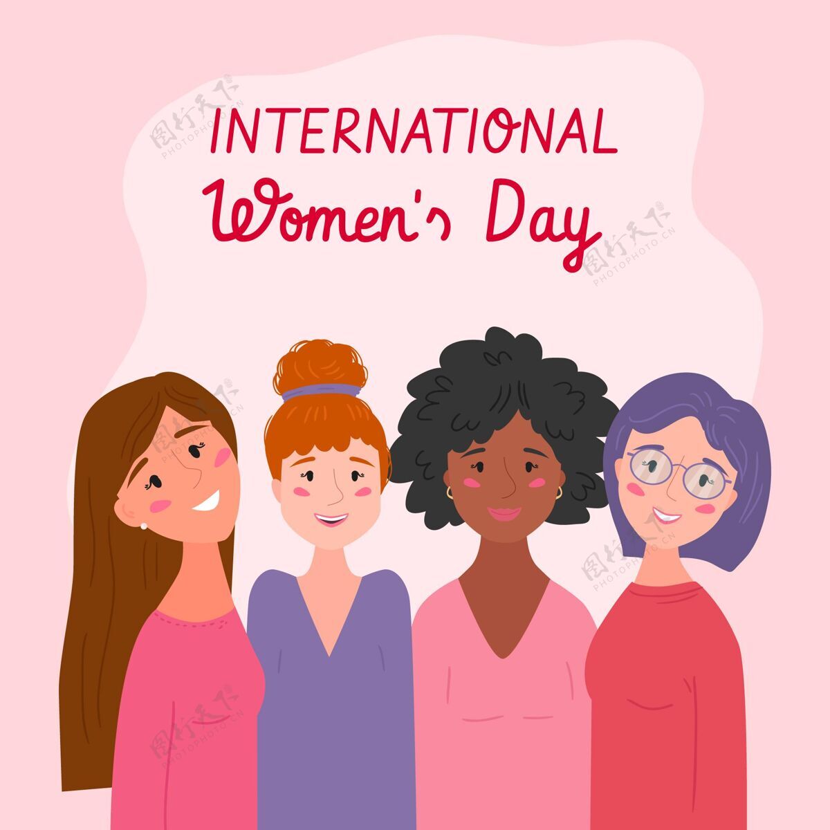 全球手绘国际妇女节插画与妇女两性平等妇女权利国际妇女节