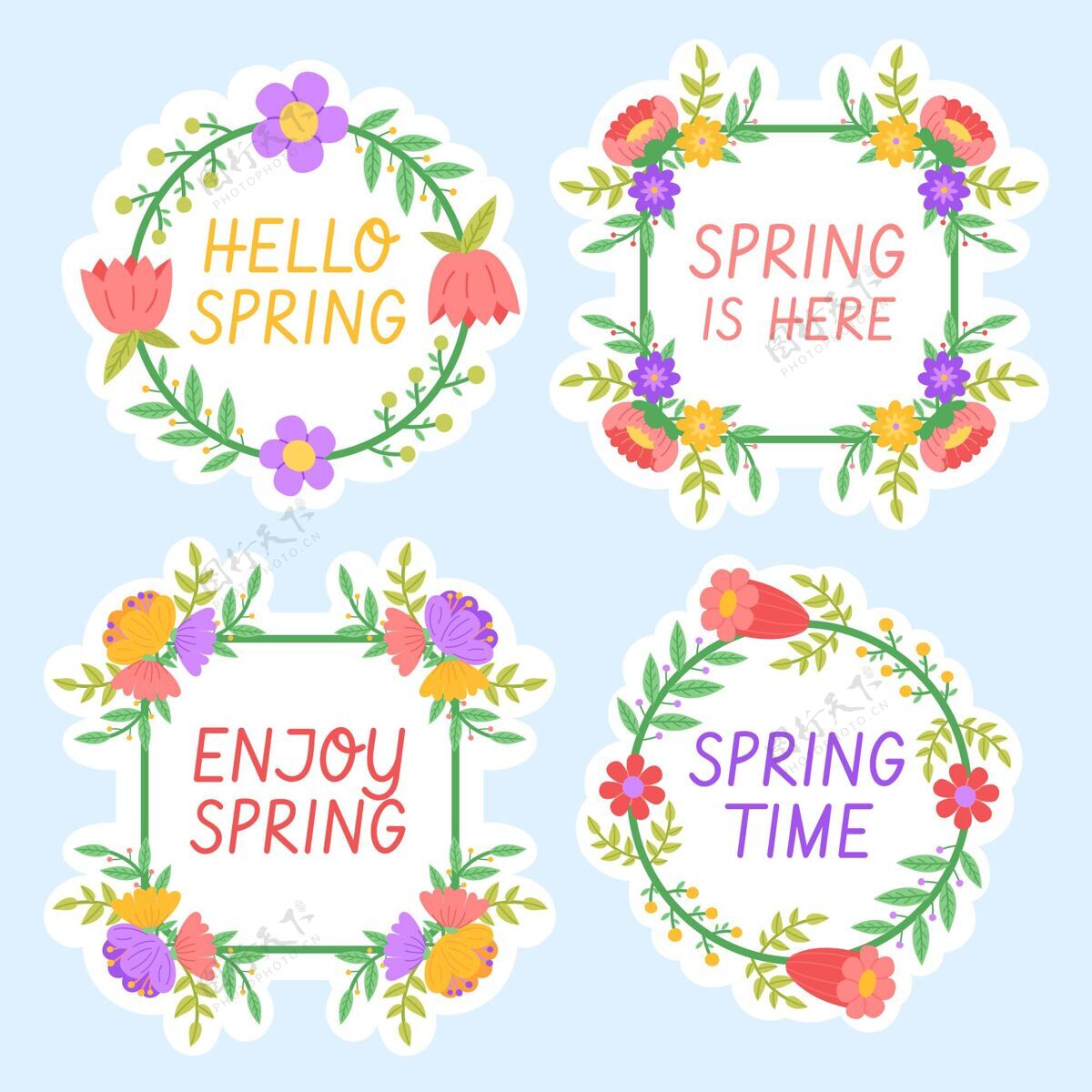 你好春天春季标签系列收集春天标签春天