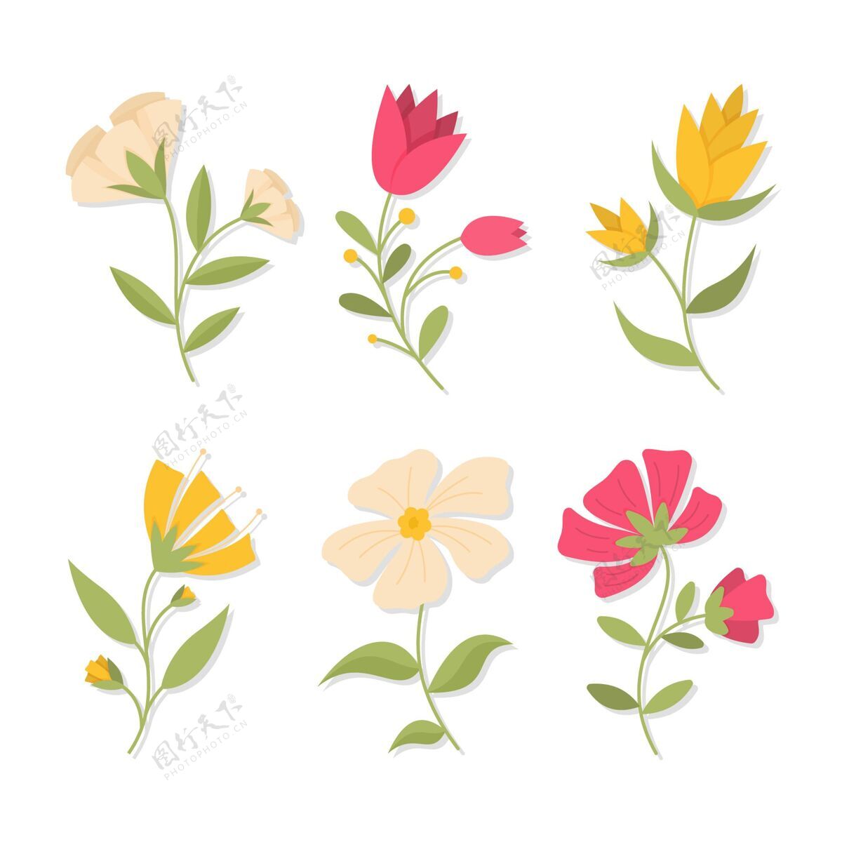 花卉平面设计春花系列自然花卉植物