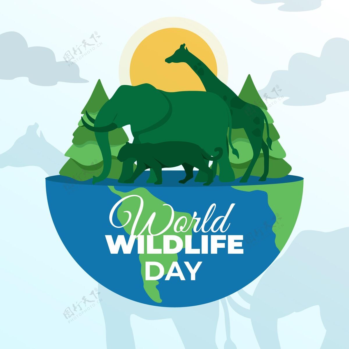 保护世界野生动物日插图与行星和动物国际全球环境