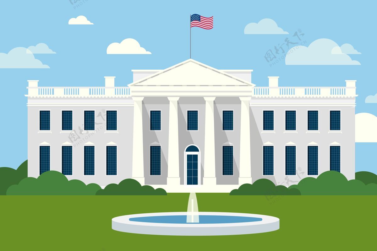 平面设计白宫平面设计插画美国房子美国