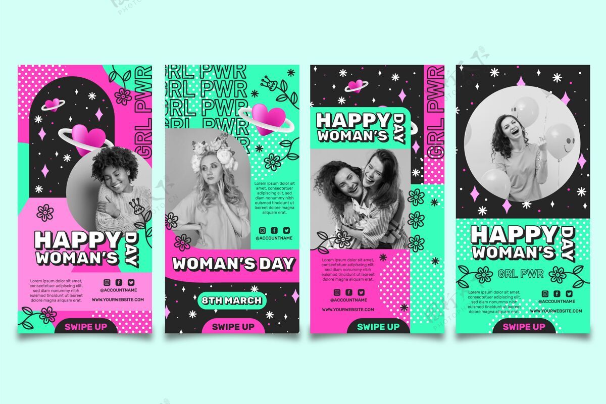 假日国际妇女节instagram故事模板快乐妇女节妇女节