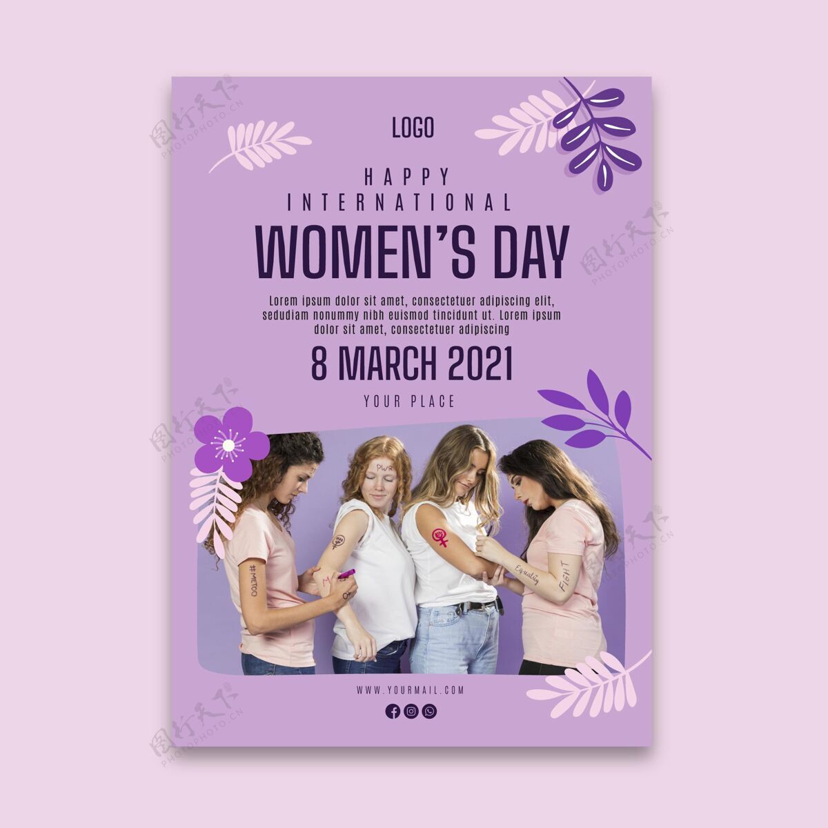 3月8日国际妇女节海报妇女节模板海报