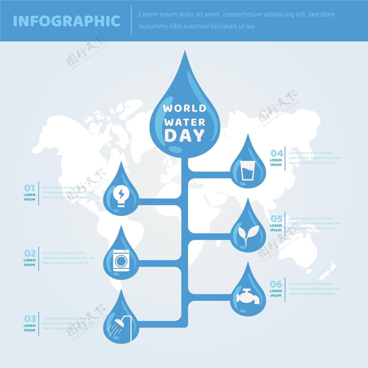 水滴世界水日信息图环境世界水日节约用水